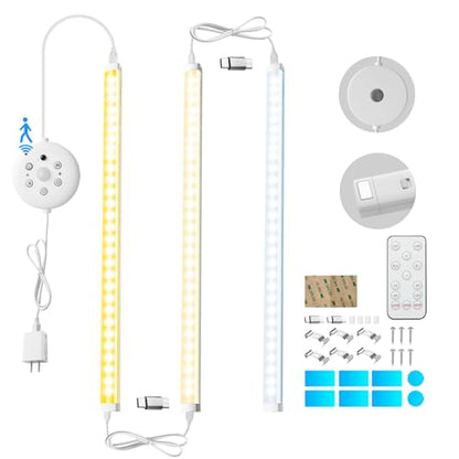 LED Cabinet Light Bars Motion Sensor Dimmable Lights Kitchen Closet Shelf | Warm, Natural, Cool White, Stepless Dimming, Stepless Color Changing, IR Remote, Sensor Lighting, Ultra Thin Strip Lights - color: White