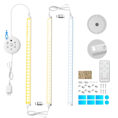 LED Cabinet Light Bars Motion Sensor Dimmable Lights Kitchen Closet Shelf | Warm, Natural, Cool White, Stepless Dimming, Stepless Color Changing, IR Remote, Sensor Lighting, Ultra Thin Strip Lights - color: White