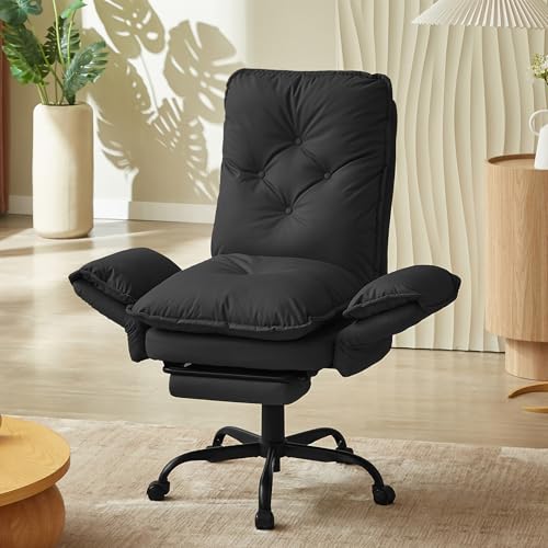 Bestier Big and Tall Reclining Office Chair with Reversible Armrests - color: Black Pu Leather