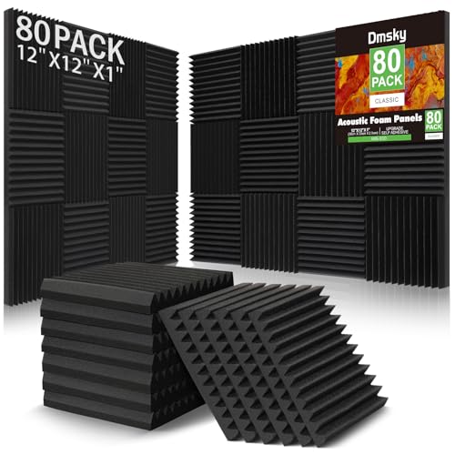 80 Pack Acoustic Foam Panels,1"X 12" X 12"Sound Proof Foam Panels,High Density Sound Absorbing Panels,Soundproof Wedges Panels for Studio Recording & Office & Home - color: 80P-Foam