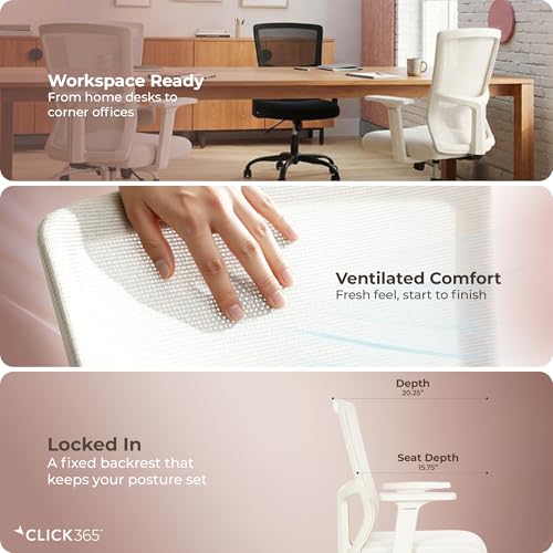 Click365 Ergonomic Office Chair with Lumbar Support, Mid-Back Mesh Chair - color: M120/Cream