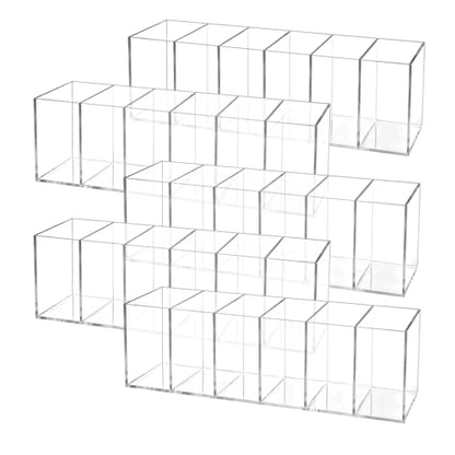 5 Pcs Clear Pencil Holder 6 Compartments Acrylic Cosmetic Brush Storage Box Pencil Cup Stationery Holder Makeup Brush Organizer for Bathroom Kitchen Dorm Office Desk Accessories