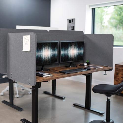 VIVO Dark Gray Clamp-on 108 x 24 inch Privacy Panel, PP-3-V108D | 60 x 24 inch (x1), 24 x 24 inch (x2), Sound Absorbing Cubicle Desk Divider, 3 Acoustic Partitions - color: Dark Gray, size: 108"