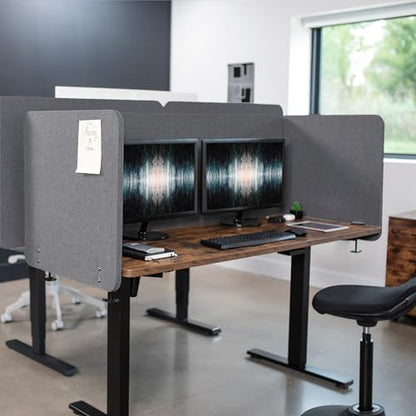VIVO Dark Gray Clamp-on 108 x 24 inch Privacy Panel, PP-3-V108D | 60 x 24 inch (x1), 24 x 24 inch (x2), Sound Absorbing Cubicle Desk Divider, 3 Acoustic Partitions - color: Dark Gray, size: 108"
