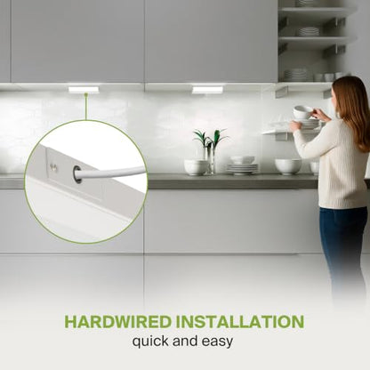 ASD LED Under Cabinet Lighting, 9 inch 3W 202 LM, Dimmable Hardwired Under Cabinet Lights for Kitchen, 3000K Soft/4000K Cool/5000K Daylight, Under Counter Light Fixtures, ETL, White, Bullnose Design - color: 9 Inch White, size: 1 Pack