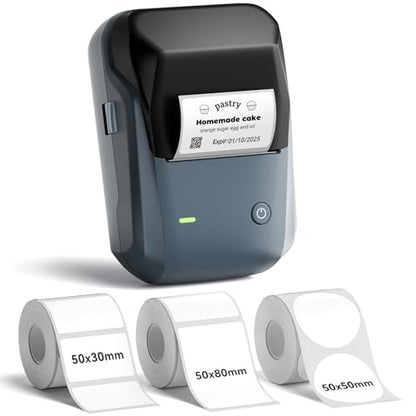 NIIMBOT B1 Label Maker Machine with 3 Tapes, 2Inch Thermal Label Printer - color: Blue, style: 1 Printer+3 Roll Labels
