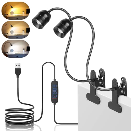 Dimmable LED Clip on Light for Bed Reading, 360° Flexible Gooseneck, 2 Pack - color: 2 Pack