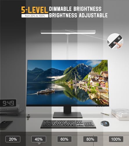 LED Desk Lamp for Home Office with Base, Eye-Caring Desk Light 12W, White - color: White