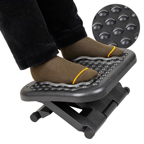 Mind Reader Foot Rest, Under Desk at Work, Ergonomic, Height Adjustable, Office, Plastic, 17"L x 13"W x 6.25"H, Black - size: Single