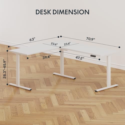 SANODESK 71x63 Reversible L-Shaped Electric Standing Corner Computer Desk
