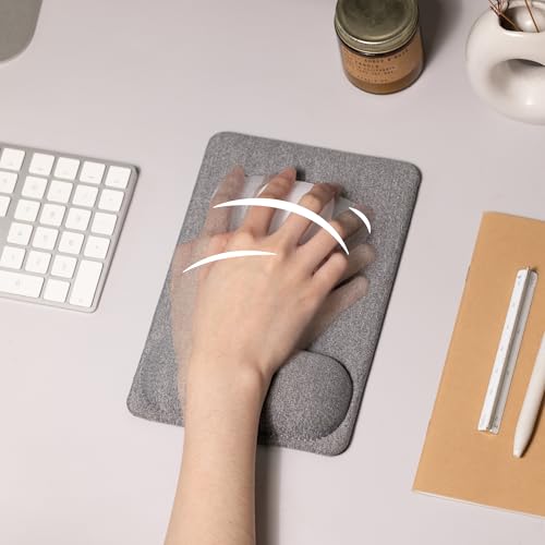 SenseAGE Compact Ergonomic Mouse Pad with Wrist Rest Support, Pain Relief, Non-Slip Base, Optimized Tracking Surface, Lightweight & Portable, Ideal for Office, Home & Travel, 8.9 x 6.1 in (Grey) - size: 8.9L x 6.1W inches