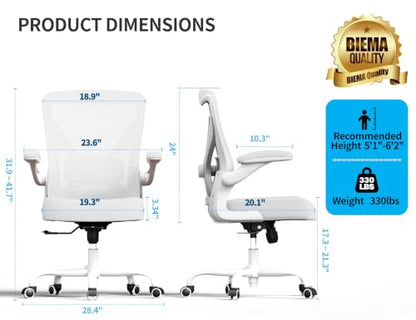 Ergalithic Office Chair: Mesh Ergonomic Desk Chair with 3D Lumbar & Swivel - color: White, size: Pack of 1