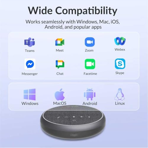 Conference Speakerphone, 3 AI Mics 360 Voice Pickup, AI Noise Reduction - color: FreeChat 101(3 Mics)