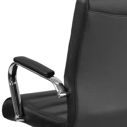 Flash Furniture Mid-Back Black LeatherSoft Executive Swivel Office Chair with Chrome Base and Arms - color: Black Leathersoft/Chrome Frame