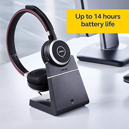 Jabra Evolve 65 UC Wireless Headset, Mono – Includes Link 370 USB Adapter – Bluetooth Headset with Industry-Leading Wireless Performance, Passive Noise Cancellation, All Day Battery - size: Single-ear, USB-A Dongle, style: All Platforms