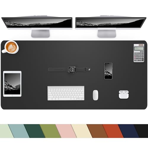 Desk mat Large, Leather Desk Pad Protector,Office Desk Mat,Mouse Pad, Non-Slip Desk Blotter, Laptop Desk Pad, Waterproof Desk Writing Pad for Office&Home (Black,48" x 24") - color: Black, size: 48" x 23"