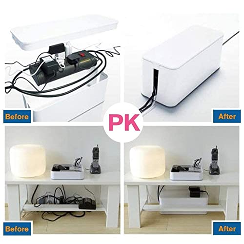 Cable Management Boxes Organizer, Large Storage Wires Keeper Holder for Desk, TV, Computer, USB Hub, System to Cover and Hide & Power Strips & Cords (White) 1 - color: White