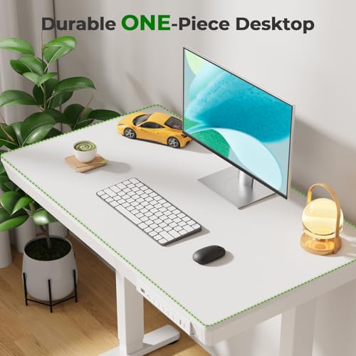 35" Electric Standing Desk with Drawer, 4 Lockable Wheels - color: White Wood-top, size: 35"