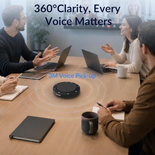 Conference Speakerphone - 2 AI Noise Reduction Mics, 360° Voice Pickup - color: FreeChat 103(2 Mics)