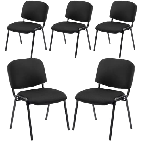 Stackable Chairs, Waiting Conference Room Office Reception Chair Armless Guest Stacking Chair for Breakroom Banquet Lobby Hall Training Room (Mesh-Cushion,Black,5PCS) - color: Mesh-cushion Black