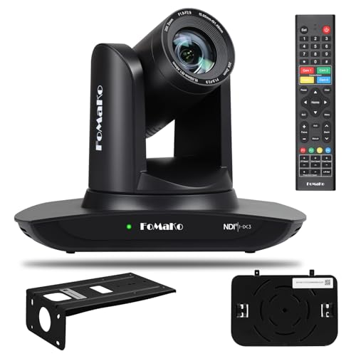 FoMaKo NDI PTZ Camera, AI Auto-Tracking Gen 3, 20x Optical Zoom LAN USB3.0 HDMI PTZ Camera for Church Services Worship Education (NDI 6 & NDI HX3) FMK20UH NDI-B (Black Color) - color: Dark Black