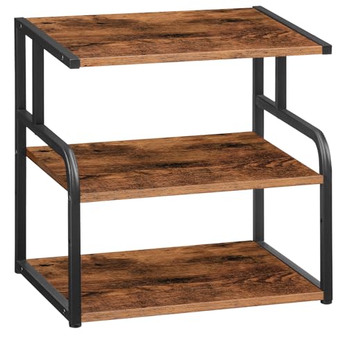 HOOBRO Printer Stand, 3-Tier Desktop Printer Table, Under Desk Printer Storage Office Organizer, Storage Rack with Adjustable Shelf, for Home Office, Kitchen, Living Room, Rustic Brown BF06PS01 - color: Rustic Brown + Black