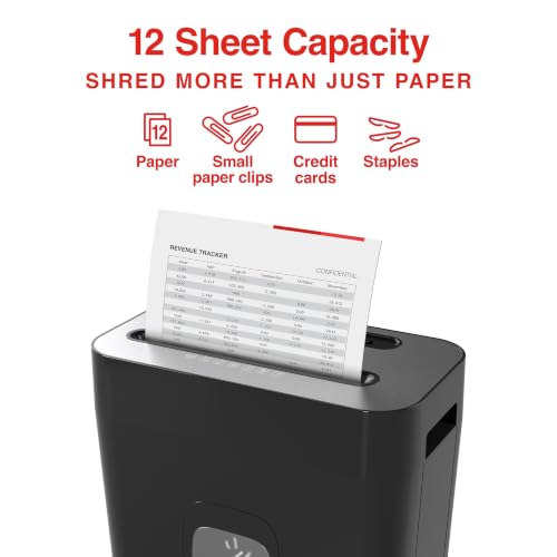 Staples 12-Sheet Cross-Cut Paper Shredder, Quiet, Anti-Jam, Black - size: 12 Sheet