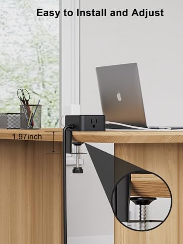 Desk Clamp Power Strip 4AC Outlet 2USB-C Ports,2 USB-A Ports