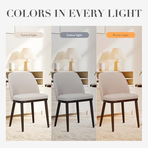 COLAMY Upholstered Dining Chairs Set of 2, Modern Kitchen Chairs with Back, Fabric Side Chair with Wood Legs for Dining Room Kitchen Restaurant, Beige