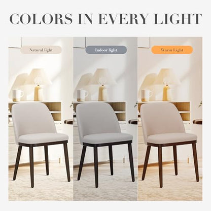 COLAMY Upholstered Dining Chairs Set of 2, Modern Kitchen Chairs with Back, Fabric Side Chair with Wood Legs for Dining Room Kitchen Restaurant, Beige