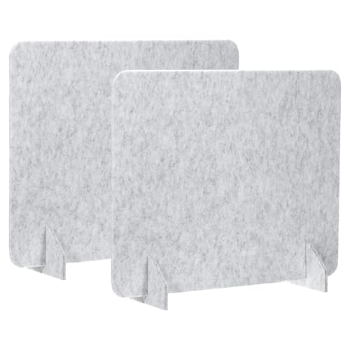 PATIKIL Desk Divider, 2 Set 24 x 24 Inch Acoustic Freestanding Desk Divider Desk Privacy Panel with 4 Pcs Support Feet for Library Office Workstation, Light Grey