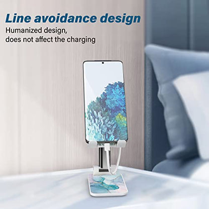Green Marble Foldable Cell Phone Stand - Adjustable Angle Desk Accessory for iPhone, Samsung, Other Smart Phones - color: Green Marble