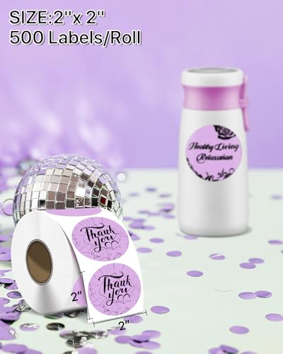 iEager 2 Inch Round Thermal Labels, Purple Circle Thermal Printer Stickers - color: Purple, size: 2 INCH