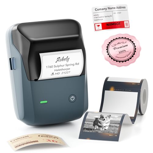 NIIMBOT B1 Pro Label Maker with 1 Label, 300 DPI Thermal Label Printer | Bluetooth Label Maker Machine for Home Office Small Business Organization, for DIY Crafts, Scrapbook, Photos, Meomo, Blue - color: Blue, style: Label Maker with 1 Roll Label