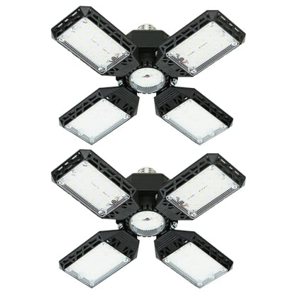 2-Pack LED Garage Light,150W Deformable Garage Ceiling Lights,15000LM, 4 Adjustable Panels, E26/E27 Shop Lights for Basement, Barn, Workshop,High Bay Light - size: 4+1P 2Pack/F