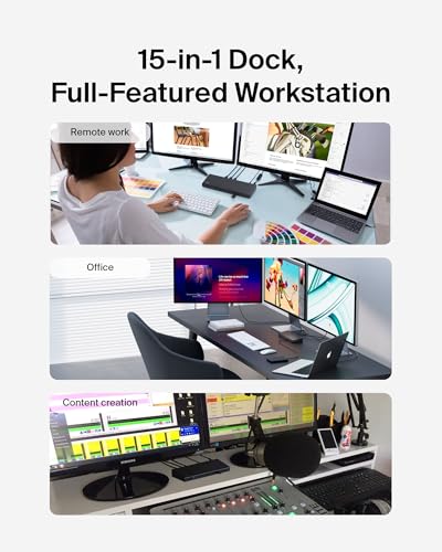 Belkin Docking Station 15 in 1 Triple DisplayLink 85W PD 4K HDMI USB-C Dock | DisplayLink triple 4K display, 3 HDMI, 2 DisplayPort, 5 USB-A ports, 3.5mm mic/speaker, Windows, laptop expansion hub - style: 15-in-1, Triple Display, 85W