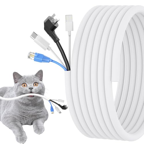 Cord Protectors from Pets No Chew, 10ft Wire Protector Cord Covers for Pets, Flexible Cable Sleeve Cord Management for TV/Computer/Electric Wires/Phone Charging Cables (White, 1/2") - color: White, size: 1/2"