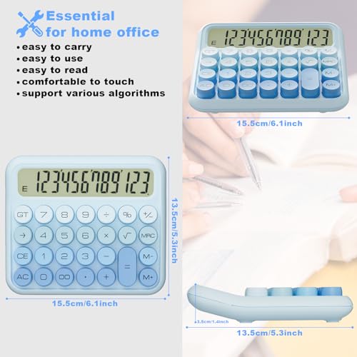 DECKLIT Battery Desk Calculator - 12 Digit Extra Large 5-Inch LCD Display, Big Buttons Easy to Press, 15 Tilt Screen (Ice Blue) - color: Ice Blue