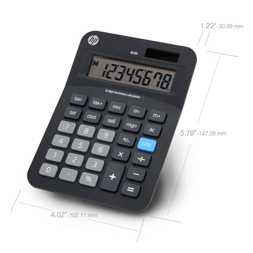 HP - Mini Desktop Business Calculator, 8-Digit Solar Powered Desktop Calculator - size: Mini
