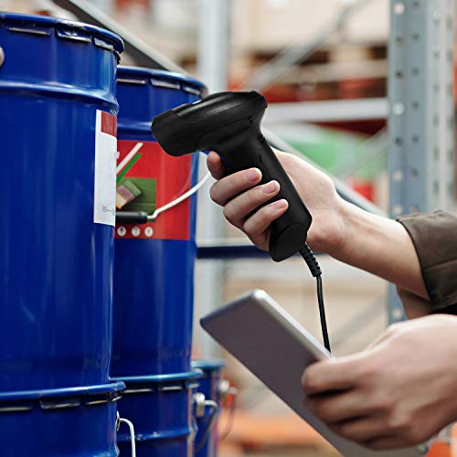 NetumScan Handheld USB 1D Barcode Scanner with Stand, Wired CCD for POS