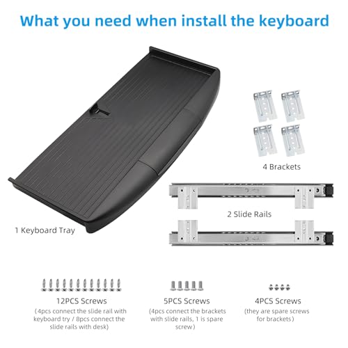 22"Wx11"D Under Desk Keyboard Tray Slide Out, Pull Out Keyboard Tray for Desk, Keyboard Holder Under Desk,Sturdy Keyboard Shelf Under Desk, Black Keyboard Drawer Desk Extender - size: 22"Wx11"D