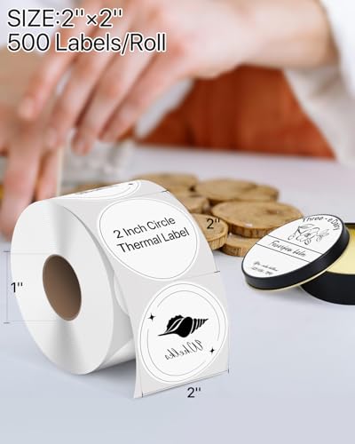 iEager 2 Inch Round Thermal Labels, White Circle Thermal Printer Stickers - color: White, size: 2 INCH