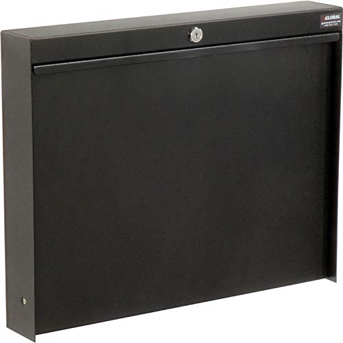 Global Industrial Wall Mounted Fold Down Shop Desk with keyed Lock, Black