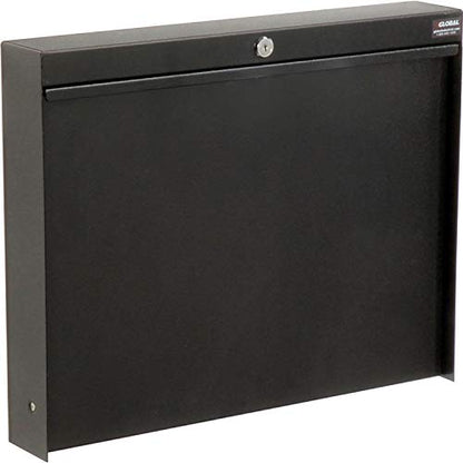 Global Industrial Wall Mounted Fold Down Shop Desk with keyed Lock, Black