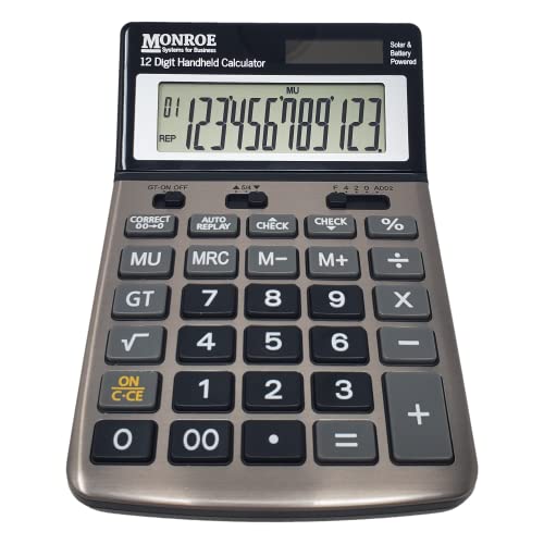 Monroe Handheld 12-Digit Calculator with Check and Correct Functionality - color: Black