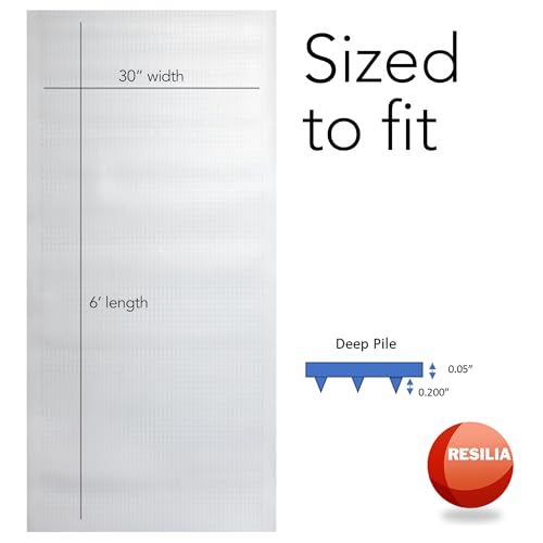 RESILIA Industrial Deep Pile Carpet Runner - Crosshatch Pattern Non Slip Carpet & Rug Protector Mat, Waterproof Clear Plastic Vinyl Floor Covering, 30 Inches Wide x 6 Feet Long, Made in The USA - size: 2'6" x 6' (Runner)