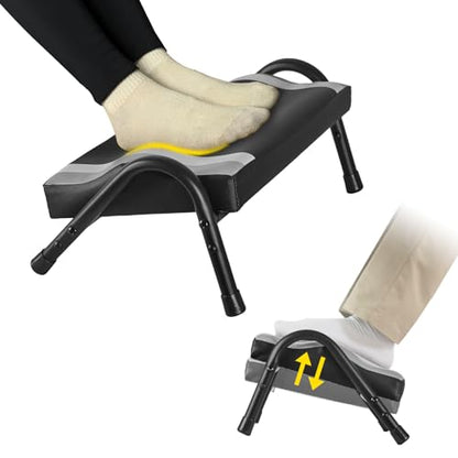 FUSLITE Ergonomic Adjustable Under Desk Foot Rest， Black - color: White and Black Alternating