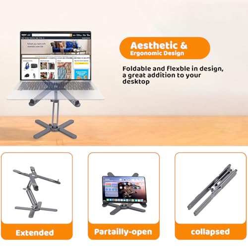 MOALLIA N86 360 Rotating Laptop Stand for Desk with Locking Knobs, Grey - color: Grey