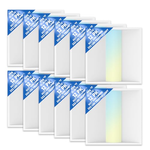 12Pack 2x2 FT LED Center Basket Troffer Light, 5CCT Color Tunable 3000/3500/4000/5000/6500K, Watt Adjustable 40W/35/30/25/20W, 0-10V Dimmable Drop Ceiling Lights, 120-277V-ETL Qualified - size: 2X2 12Pack