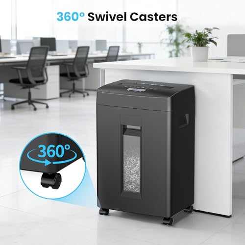 Locksworth 16-Sheet Cross Cut Paper Shredder, 6 Gallon Heavy Duty Commercial Shredder for Home Office, P-4 High Security Shredders for Paper/CD/Credit Card/Staple/Clip, 60 Mins Continuous Running | P-4 High Security Shredder, Suitable for CD/Credit Card/S